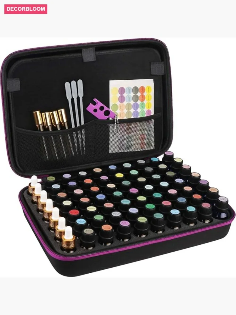 Essential Oil Storage Case Holds 70 Bottles Travel Organizer Bag with Labels &